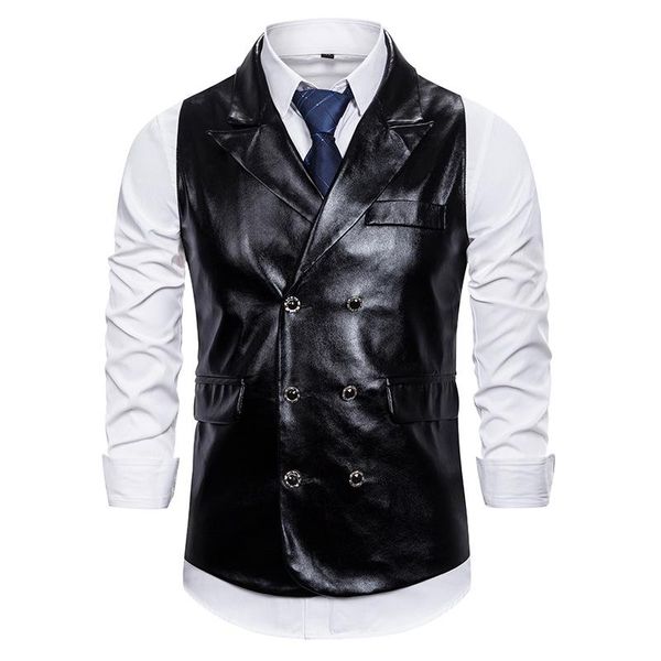 men's vests vest jacket men fashion dynamic solid color double breasted lapel male casual spring black gold silver, Black;white
men's vests vest jacket men fashion dynamic solid color double breasted lapel male casual spring black gold silver, Black;white
