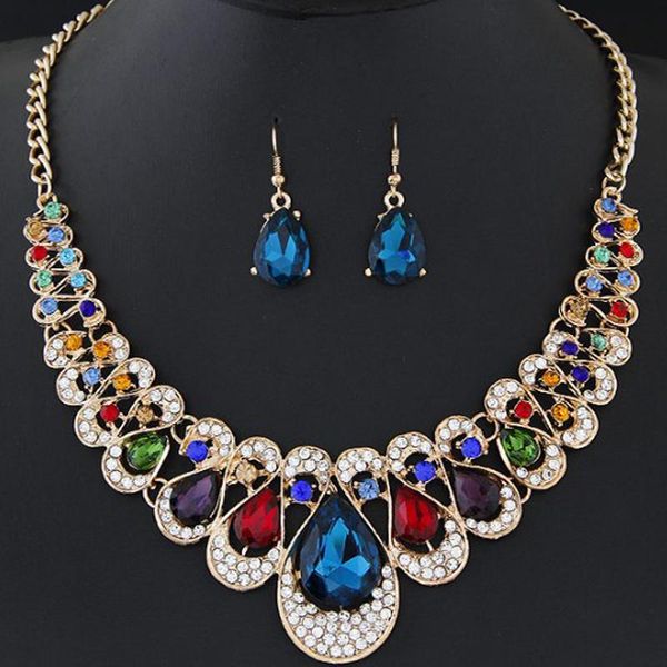 chains 6pcs /lot fashion temperament golden tone colorful rhinestone water drop precious stone chain necklace earring set, Silver
chains 6pcs /lot fashion temperament golden tone colorful rhinestone water drop precious stone chain necklace earring set, Silver