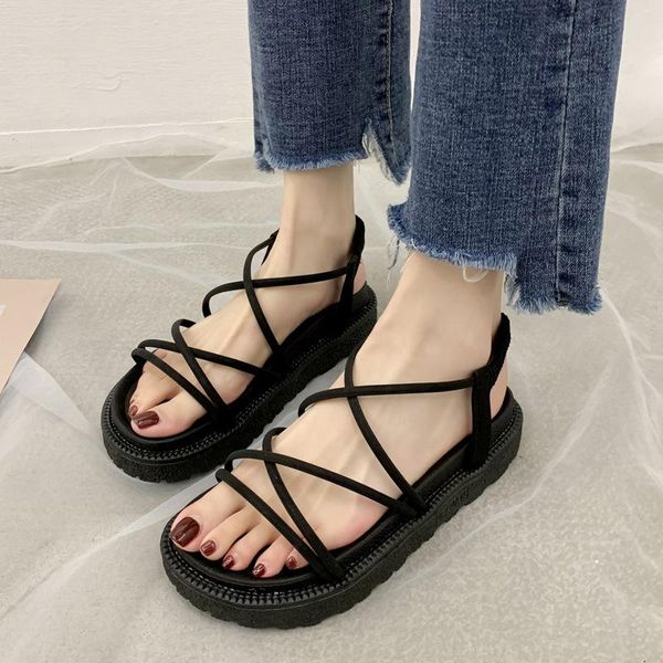 sandals 2021 women cross tied platform female elastic band open toe flat ladies casual beach shoes women's comfort footwear, Black
sandals 2021 women cross tied platform female elastic band open toe flat ladies casual beach shoes women's comfort footwear, Black
