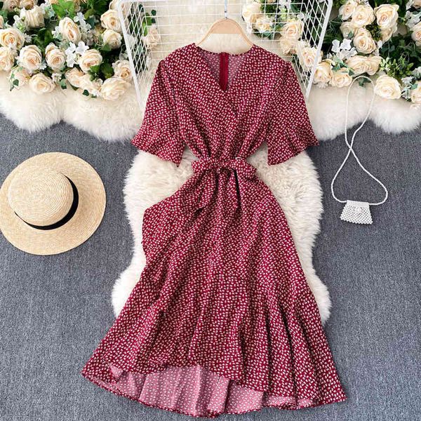 two piece dress foamlina new summer short sleeve women french style v-neck floral print lace-up sashes wrap ruffles midi party uft, White
two piece dress foamlina new summer short sleeve women french style v-neck floral print lace-up sashes wrap ruffles midi party uft, White