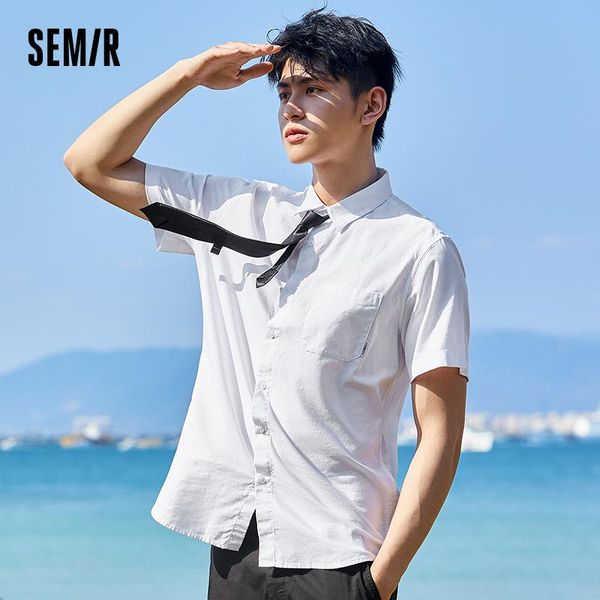 short sleeve shirt men 2021 summer oxford youth lapel men's trend casual man clothing shirts, White;black
short sleeve shirt men 2021 summer oxford youth lapel men's trend casual man clothing shirts, White;black