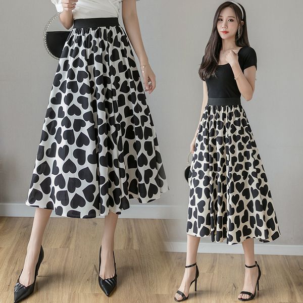 spring new style european love heart skirt loose and fluffy feminine elastic waist midi skirt jxmyy 210412, Black
spring new style european love heart skirt loose and fluffy feminine elastic waist midi skirt jxmyy 210412, Black