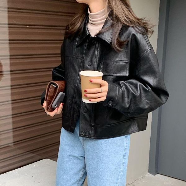 women's leather & faux autumn short fashion 2021 brown black thick oversized jackets for women long sleeve buttons runway loose korean
women's leather & faux autumn short fashion 2021 brown black thick oversized jackets for women long sleeve buttons runway loose korean