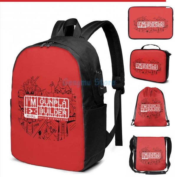 funny graphic print im gunpla builder white usb charge backpack men school bags women bag travel laptop
funny graphic print im gunpla builder white usb charge backpack men school bags women bag travel laptop