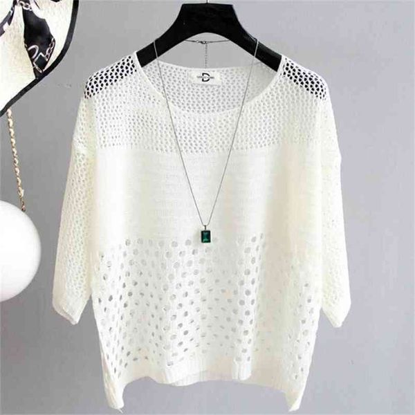 summer hollow out half sleeve knitted women korean style solid patchwork loose t-shirt casual o-neck pullover tees female 210522, White
summer hollow out half sleeve knitted women korean style solid patchwork loose t-shirt casual o-neck pullover tees female 210522, White