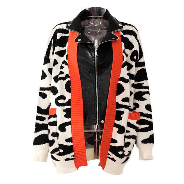 queen holiday warm up stitching ladies leopard knit leather jacket knitted cardigan sweater coats 210510, White
queen holiday warm up stitching ladies leopard knit leather jacket knitted cardigan sweater coats 210510, White