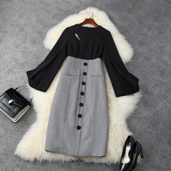 casual dresses fall winter long sleeve round neck black / red houndstooth lace panelled single-breasted dress elegant mid-calf ld11t11691 h3, Black;gray
casual dresses fall winter long sleeve round neck black / red houndstooth lace panelled single-breasted dress elegant mid-calf ld11t11691 h3, Black;gray