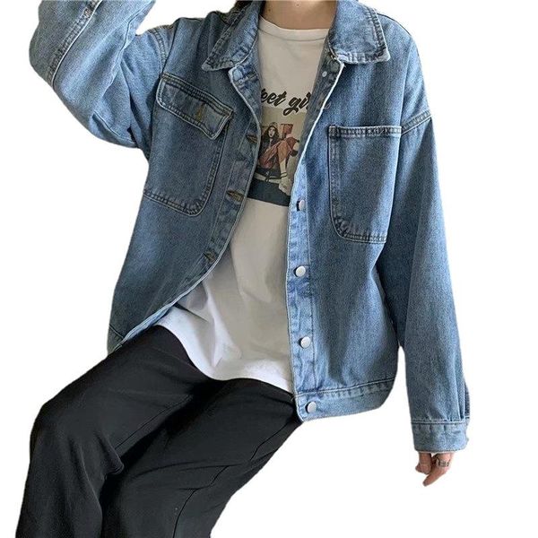 women's jackets 2021 denim jacket women spring-autumn loose large size coat long sleeve lapel single breasted cotton all-match, Black;brown
women's jackets 2021 denim jacket women spring-autumn loose large size coat long sleeve lapel single breasted cotton all-match, Black;brown