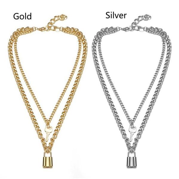 pendant necklaces creative lock and key necklace women girls gold alloy jewelry cadenas para mujer chain, Silver
pendant necklaces creative lock and key necklace women girls gold alloy jewelry cadenas para mujer chain, Silver