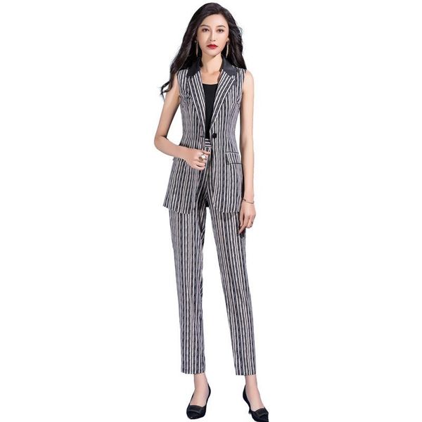 arrivals women summer ol suits black and white striped sleeveless lady two piece set women's pants
arrivals women summer ol suits black and white striped sleeveless lady two piece set women's pants