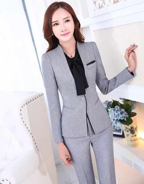 women's two piece pants formal uniform design novelty grey professional business work suits jackets and ladies uits female trousers set, White
women's two piece pants formal uniform design novelty grey professional business work suits jackets and ladies uits female trousers set, White