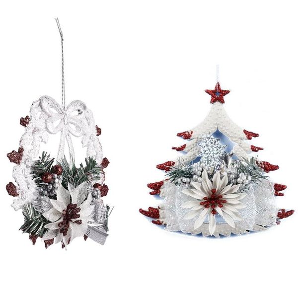 christmas decorations 2pcs white door ornaments decoration - a wreath with bow-knot & the five-pointed star on tree
christmas decorations 2pcs white door ornaments decoration - a wreath with bow-knot & the five-pointed star on tree