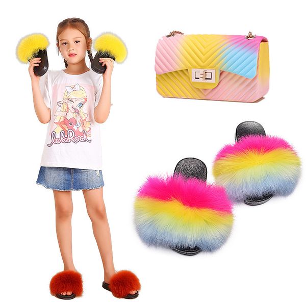 wholesale faux fox sandals slides furry fluffy toddler fur slippers with jelly purses, Black
wholesale faux fox sandals slides furry fluffy toddler fur slippers with jelly purses, Black