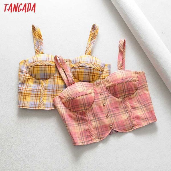 tangada women plaid bralette camis crop spaghetti strap sleeveless backless short blouses shirts female lk27 210609, White
tangada women plaid bralette camis crop spaghetti strap sleeveless backless short blouses shirts female lk27 210609, White