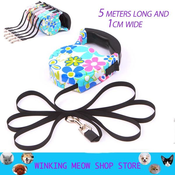 5m retractable dog leash 9 colors fashion printed puppy auto traction rope nylon walking for small dogs cats pet leads collars & leashes
5m retractable dog leash 9 colors fashion printed puppy auto traction rope nylon walking for small dogs cats pet leads collars & leashes