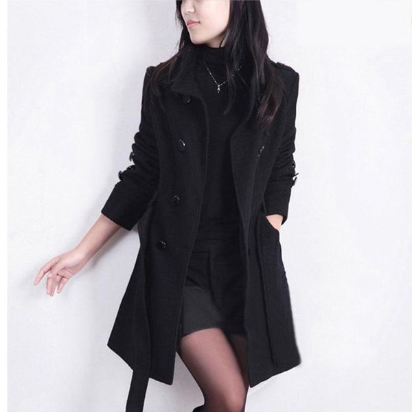 women's wool & blends 2021 spring and autumn korean version plus size mid-length double-breasted woolen trench coat, Black
women's wool & blends 2021 spring and autumn korean version plus size mid-length double-breasted woolen trench coat, Black