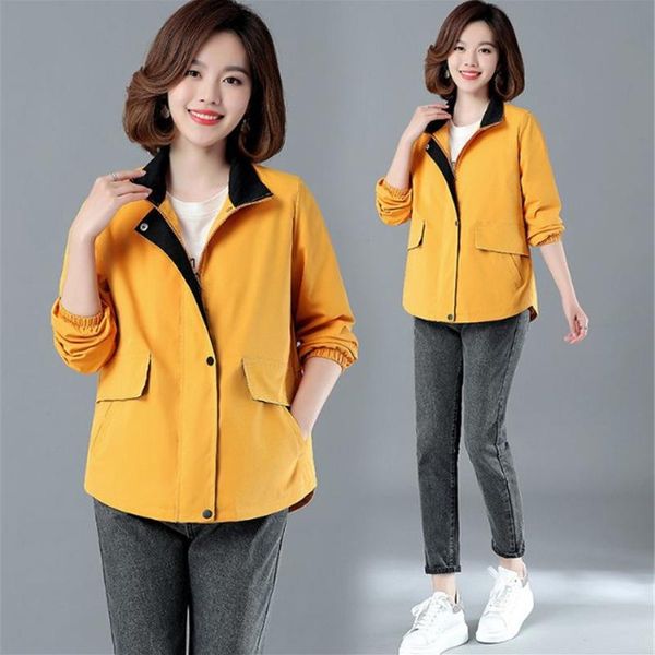 women's trench coats windbreaker 2021 spring autumn short jacket korean solid stand collar loose large size female basic coat, Tan;black
women's trench coats windbreaker 2021 spring autumn short jacket korean solid stand collar loose large size female basic coat, Tan;black