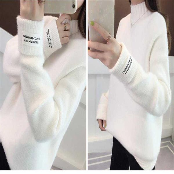 women's sweaters cashmere knitted sweater women turtleneck jumper korean ladies pullover female thickened bottomed knitting, White;black
women's sweaters cashmere knitted sweater women turtleneck jumper korean ladies pullover female thickened bottomed knitting, White;black
