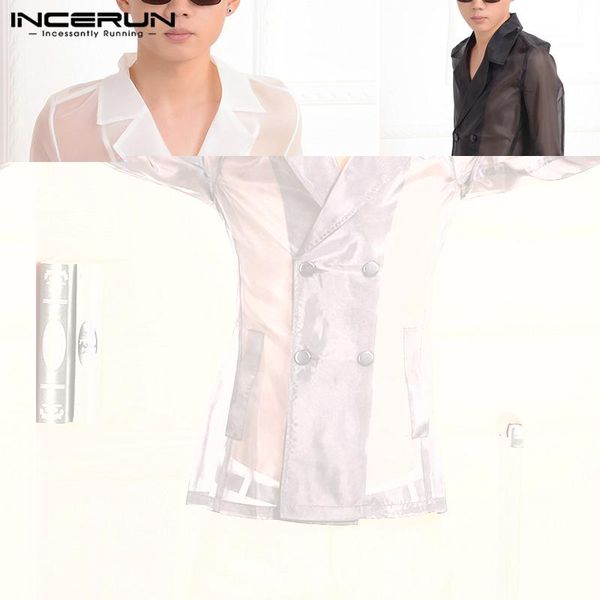men's casual shirts incerun fashion mesh see through party shirt men breathable long sleeve male loose lapel blouse s-5xl, White;black
men's casual shirts incerun fashion mesh see through party shirt men breathable long sleeve male loose lapel blouse s-5xl, White;black