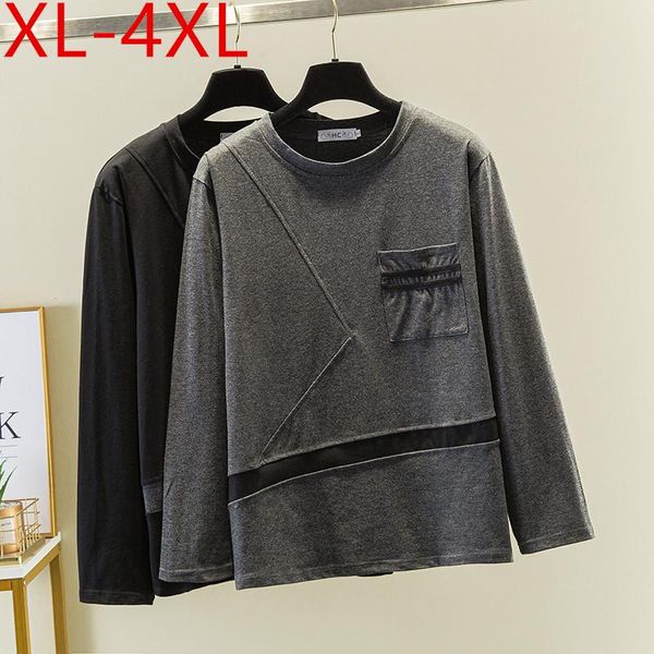 plus size t-shirt 4xl fit 100kg spring autumn women o neck long sleeve pocket patchwork cotton large loose casual tees, Black
plus size t-shirt 4xl fit 100kg spring autumn women o neck long sleeve pocket patchwork cotton large loose casual tees, Black