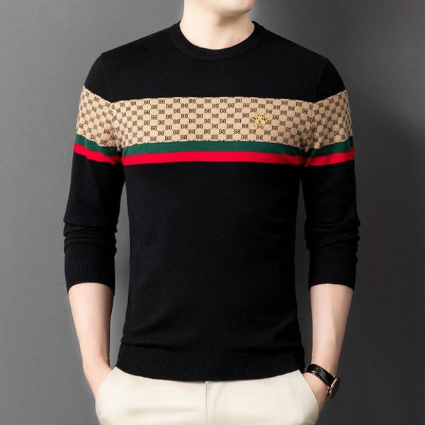new thin slim fit korean men's round neck striped long sleeve sweater autumn winter knitted sweater casual sweater top, White;black
new thin slim fit korean men's round neck striped long sleeve sweater autumn winter knitted sweater casual sweater top, White;black