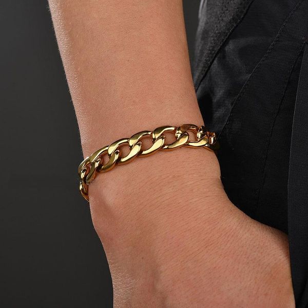 charm bracelets punk stainless steel chain bracelet for men gold black thick chunky curb cuban link bangle fashion jewelry, Golden;silver
charm bracelets punk stainless steel chain bracelet for men gold black thick chunky curb cuban link bangle fashion jewelry, Golden;silver