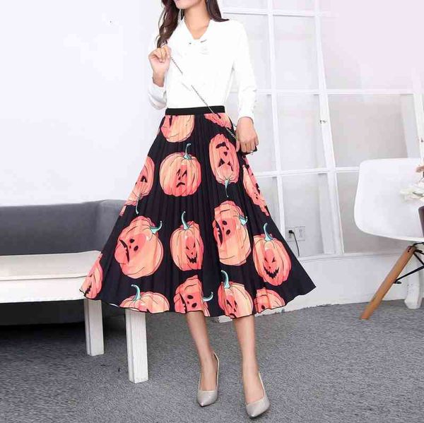 skirts 2022 halloween women's elastic waist printed pleated skirt medium length, Black
skirts 2022 halloween women's elastic waist printed pleated skirt medium length, Black