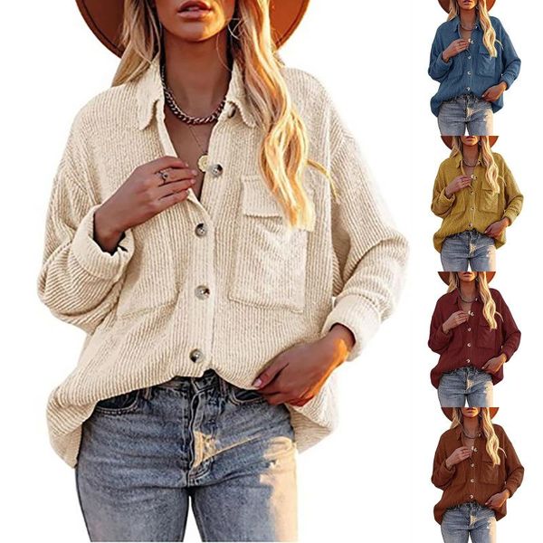 women's trench coats autumn and winter loose corduroy lapel double pockets long-sleeved shirt jacket women plus size solid color, Tan;black
women's trench coats autumn and winter loose corduroy lapel double pockets long-sleeved shirt jacket women plus size solid color, Tan;black
