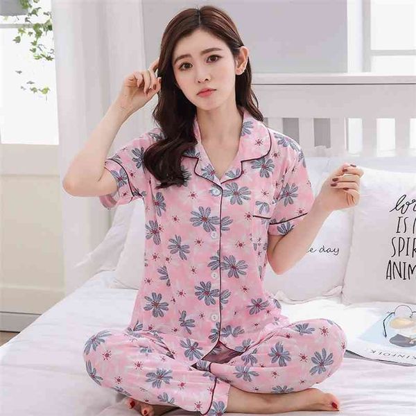 summer short sleeve long pants pajama sets for women print sleepwear pyjamas femme loungewear homewear pijama mujer clothes 210809, Black;red
summer short sleeve long pants pajama sets for women print sleepwear pyjamas femme loungewear homewear pijama mujer clothes 210809, Black;red