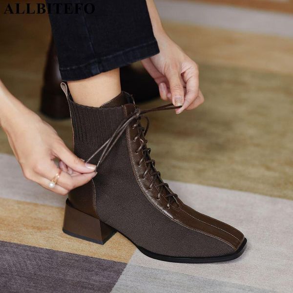 boots allbitefo knitted wool + genuine leather women cross tied winter shoes fashion ankle motocycle high heel, Black
boots allbitefo knitted wool + genuine leather women cross tied winter shoes fashion ankle motocycle high heel, Black
