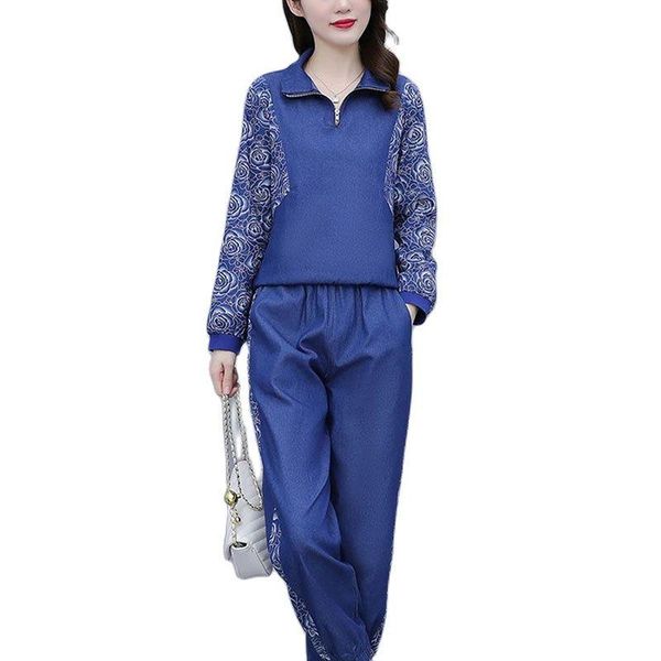 women's two piece pants spring autumn female cowboy suit printing hedging jacket +pants loose bundle foot two-piece, White
women's two piece pants spring autumn female cowboy suit printing hedging jacket +pants loose bundle foot two-piece, White