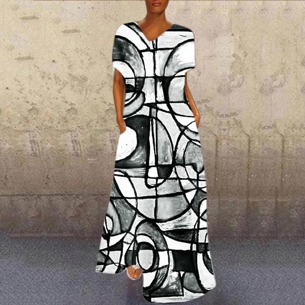 harajuku short sleeve print womens dress o neck maxi summer party cami with pockets ropa mujer vetements, Black;gray
harajuku short sleeve print womens dress o neck maxi summer party cami with pockets ropa mujer vetements, Black;gray