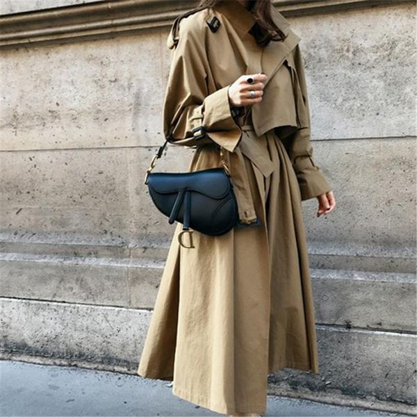 women's trench coats hq spring autumn long coat 2021 british trech outwear ol sleeve elegant with sashes dz212, Tan;black
women's trench coats hq spring autumn long coat 2021 british trech outwear ol sleeve elegant with sashes dz212, Tan;black
