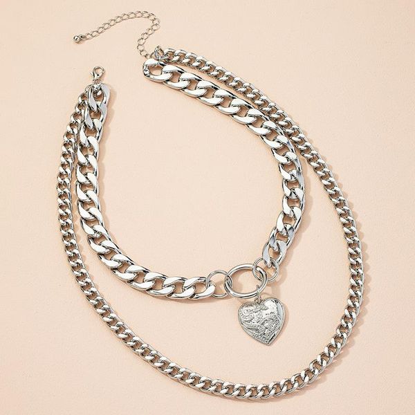 chains vivilady vintage hip hop alloy heart pendant thick double layer chain necklace for women luxurious jewelry party drop, Silver
chains vivilady vintage hip hop alloy heart pendant thick double layer chain necklace for women luxurious jewelry party drop, Silver