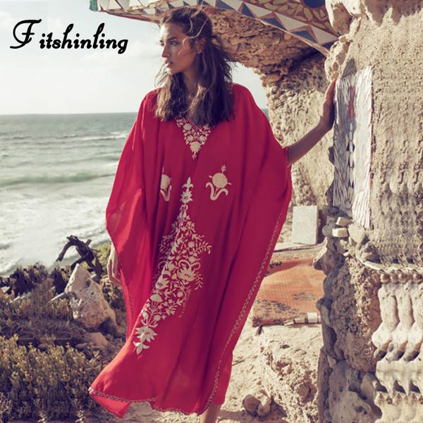 fitshinling oversized embroidery beach long dress summer robe v ne batwing sleeve red straight maxi dresses women boho pareos
fitshinling oversized embroidery beach long dress summer robe v ne batwing sleeve red straight maxi dresses women boho pareos