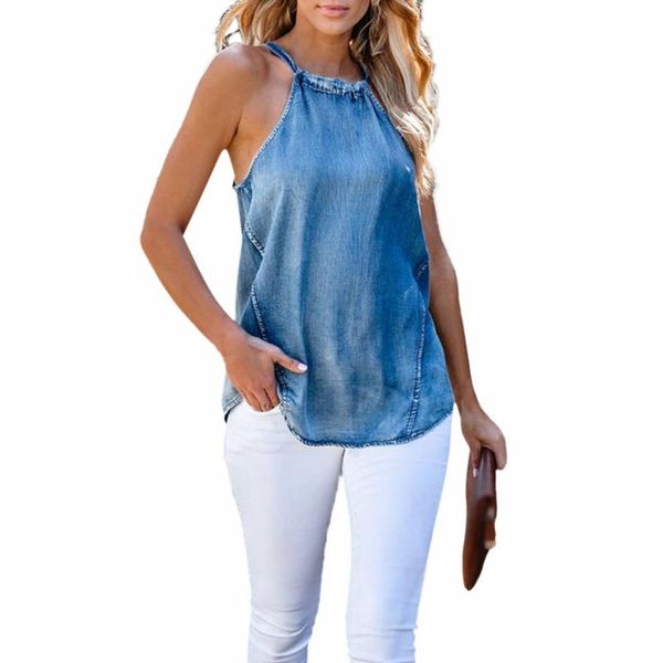 women's tanks & camis women ladies halter denim imitation jean vest solid color lace up sleeveless casual fashion camisole, White
women's tanks & camis women ladies halter denim imitation jean vest solid color lace up sleeveless casual fashion camisole, White