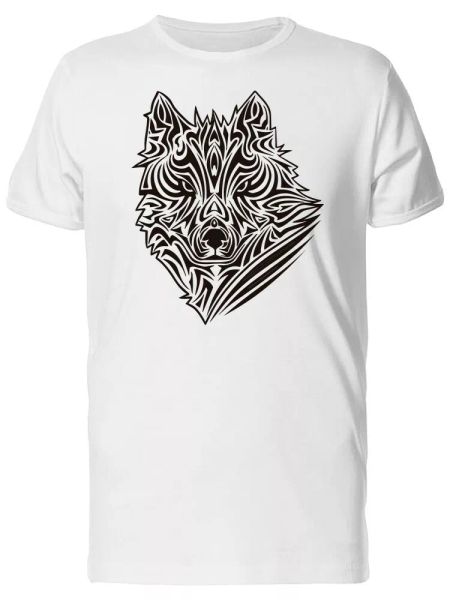 Ornamental Wolf Head Men's Tee -Image by Shutterstock, White;black 
Ornamental Wolf Head Men's Tee -Image by Shutterstock, White;black