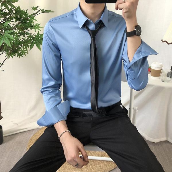 men's casual shirts light blue classic mens wedding elegant fashion clothing korean yellow for office, White;black
men's casual shirts light blue classic mens wedding elegant fashion clothing korean yellow for office, White;black