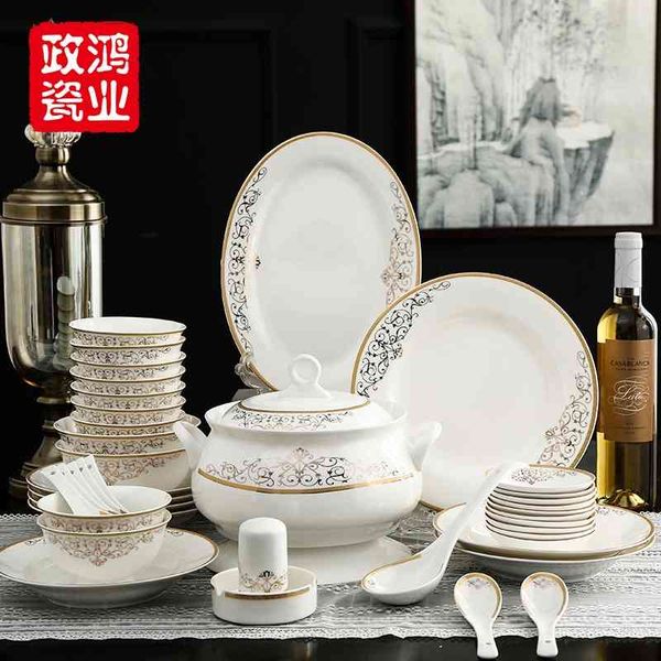 jingdezhen 56 head tableware set gift configuration customization 
jingdezhen 56 head tableware set gift configuration customization
