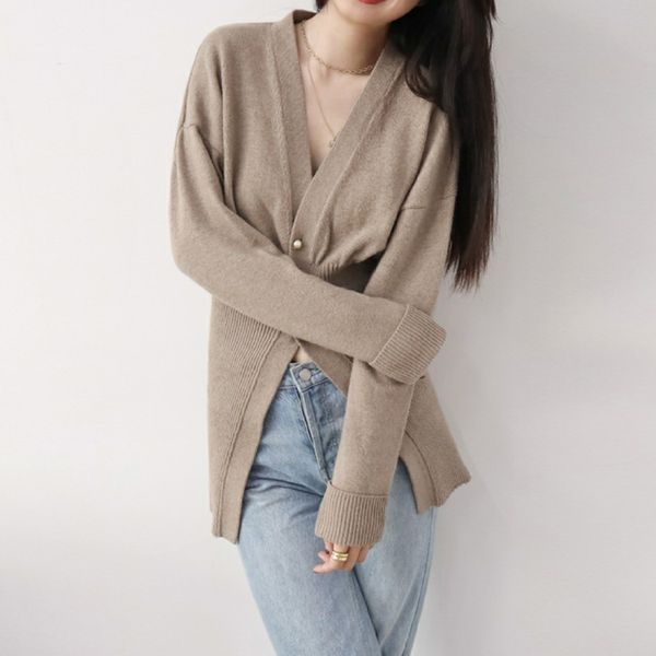 sweaters split cardigan knitwear women's long sleeve v-neck autumn winter ladies loose sweater, White;black
sweaters split cardigan knitwear women's long sleeve v-neck autumn winter ladies loose sweater, White;black