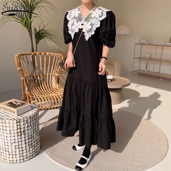 early summer dress new playful lace stitching women dresses big lapel loose bubble sleeves v-neck dress robe vintage dress 14302 210417, Black;gray
early summer dress new playful lace stitching women dresses big lapel loose bubble sleeves v-neck dress robe vintage dress 14302 210417, Black;gray