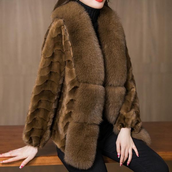 women's fur & faux long term haining mink coat collar 2021 winter korean fashion, Black
women's fur & faux long term haining mink coat collar 2021 winter korean fashion, Black
