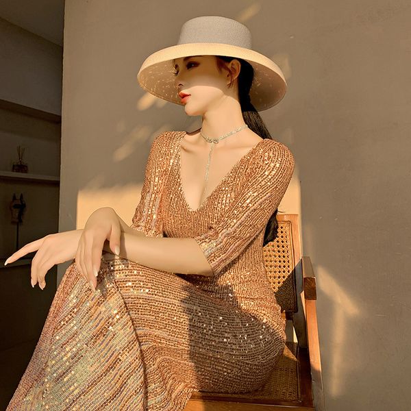 banquet evening drs 2021 summer celebriti atmosphere simple and elegant golden fishtail long style annual meeting host woman, Black
banquet evening drs 2021 summer celebriti atmosphere simple and elegant golden fishtail long style annual meeting host woman, Black