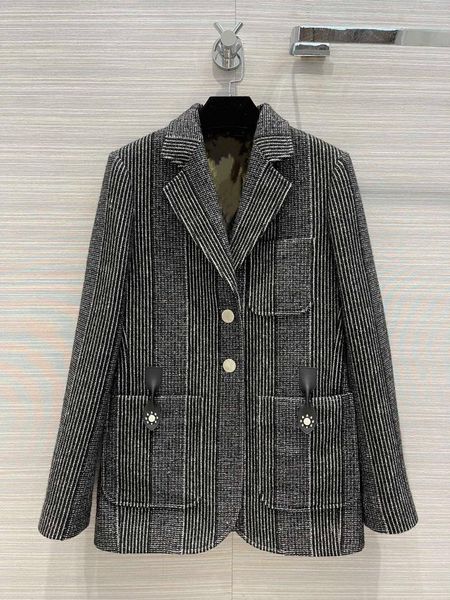 women's wool & blends lurex black vertical stripes slim fit retro blazer coat preppy style winter jacket women notched pockets
women's wool & blends lurex black vertical stripes slim fit retro blazer coat preppy style winter jacket women notched pockets