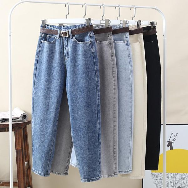 women's jeans spring autumn straight black women korean vintage with belt denim nine points pants casual loose female streetwear h1669, Blue
women's jeans spring autumn straight black women korean vintage with belt denim nine points pants casual loose female streetwear h1669, Blue