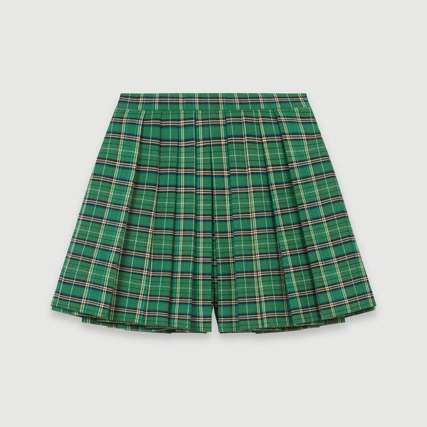 skirts women skirt 2021 autumn /winter plaid commuter college a line pleated short pants, Black