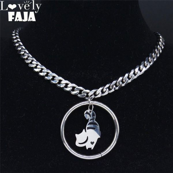 punk cat stainless steel choker necklace women silver color chain jewelry collar acero inoxidable mujer n3728s03 pendant necklaces
punk cat stainless steel choker necklace women silver color chain jewelry collar acero inoxidable mujer n3728s03 pendant necklaces