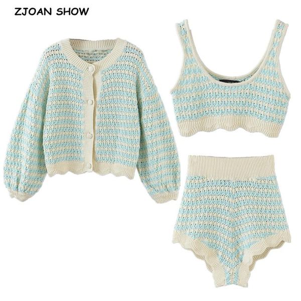 women's knits & tees 2021 vintage knit set korea style contrast color strips knitted cardigan single-breasted button tank mini shorts 3, White
women's knits & tees 2021 vintage knit set korea style contrast color strips knitted cardigan single-breasted button tank mini shorts 3, White