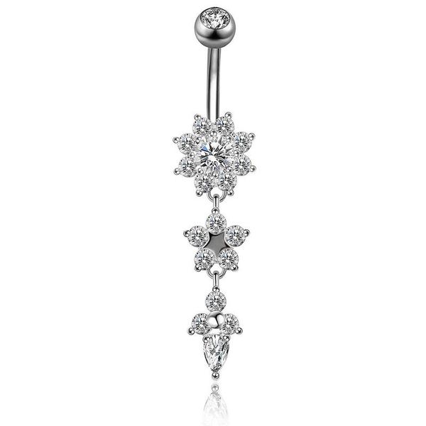 2021 new dangle belly bars belly button gold rings belly piercing crystal flower body jewelry navel piercing rin, Silver
2021 new dangle belly bars belly button gold rings belly piercing crystal flower body jewelry navel piercing rin, Silver