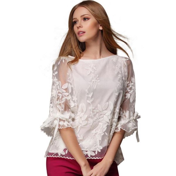 women's blouses & shirts women spring summer o-neck half sleeves ruffles lace flower blouse embroidery shivering chiffon lady clothing, White
women's blouses & shirts women spring summer o-neck half sleeves ruffles lace flower blouse embroidery shivering chiffon lady clothing, White